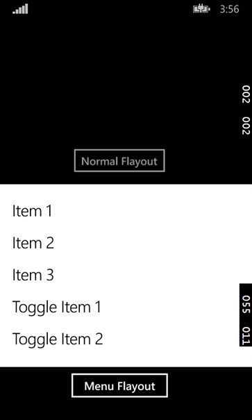 Flyout options in Windows Phone